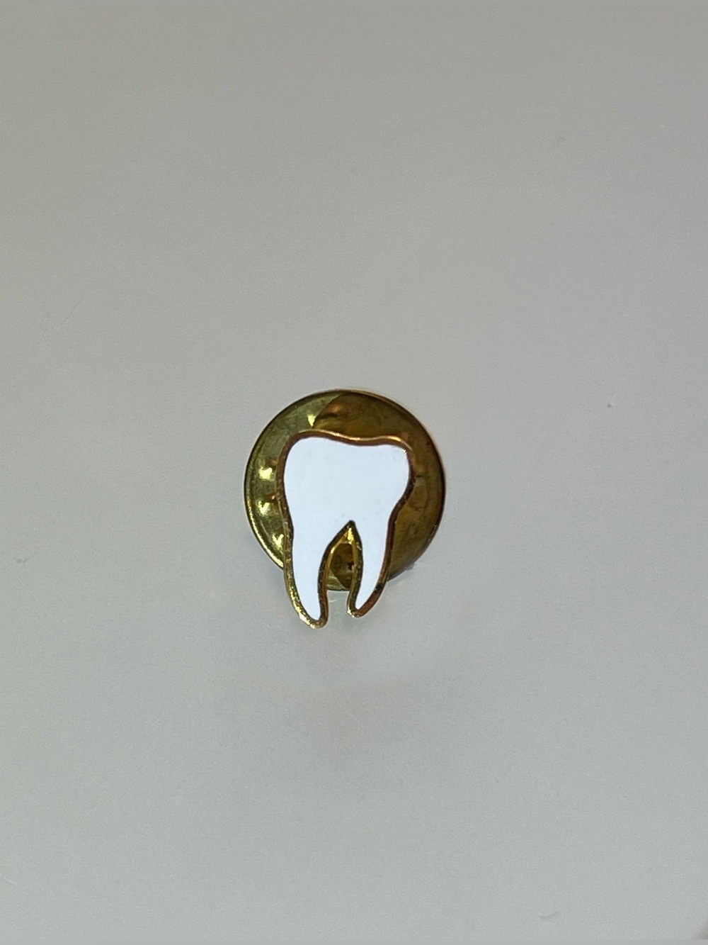 Rare Vintage Paul C's Tiny White Collectible Tooth Pin with Gold Outlining (EUC)